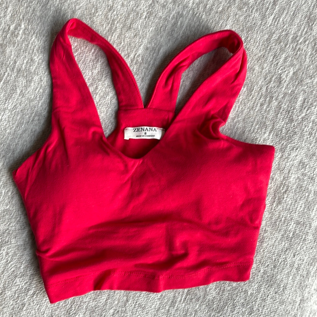 Red Padded V-Neck Razorback Cami – Crafted by Jailyn