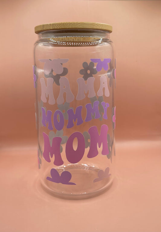 Mama Mommy Mom 16oz Glass Cup