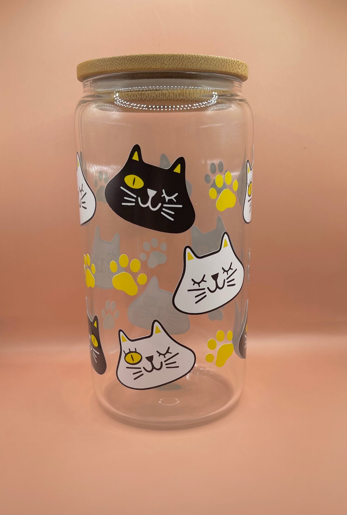 Cat Faces 16oz Glass Cup