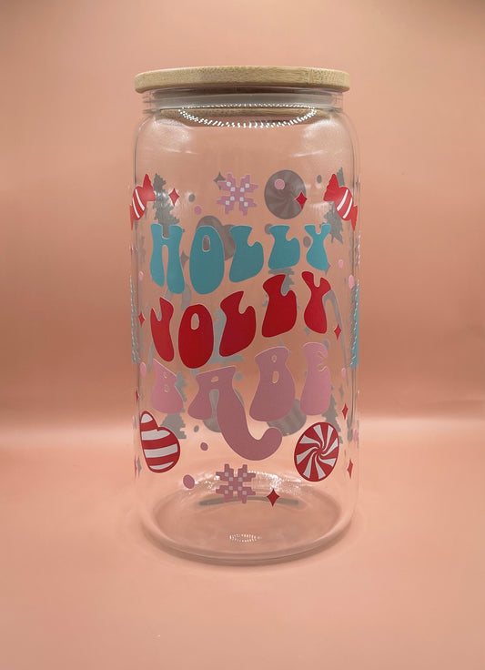 Holly Jolly Babe 16oz Glass Cup
