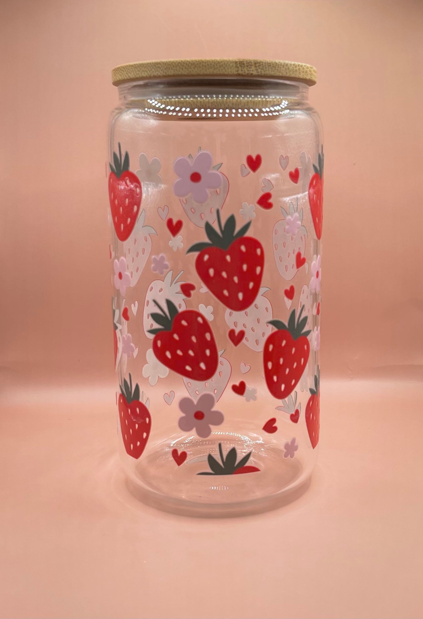 Strawberry 16oz Glass Cup