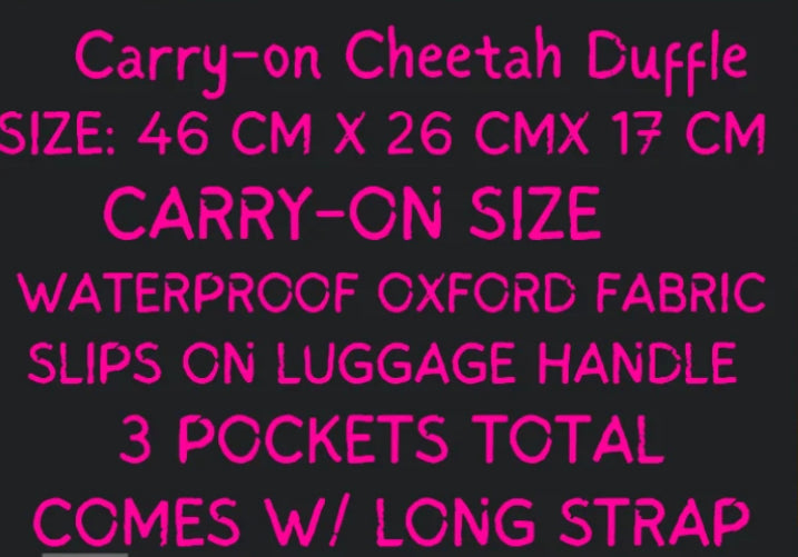 Black Cheetah Duffle Bag
